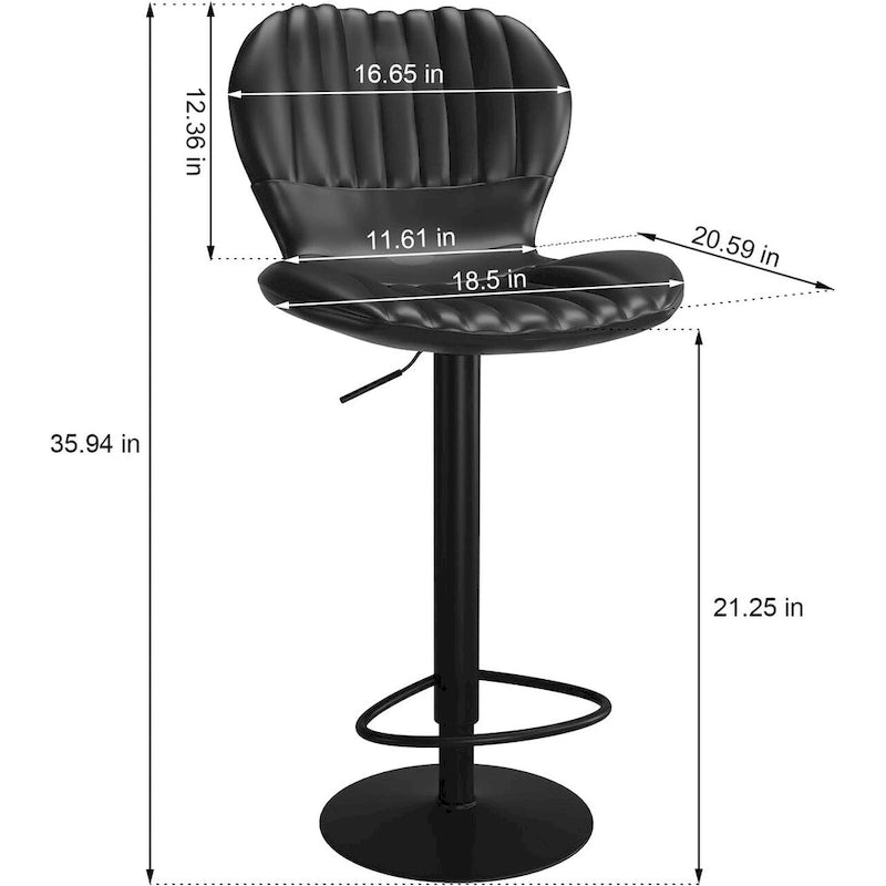 Tabourets de bar pivotants modernes, réglables en hauteur, avec dossier haut