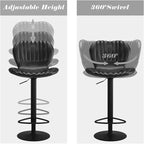Tabourets de bar pivotants modernes, réglables en hauteur, avec dossier haut