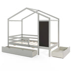 Lit Double avec 2 Tiroirs de Rangement Lit Plateforme en Bois Massif
