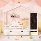 Lit Double avec 2 Tiroirs de Rangement Lit Plateforme en Bois Massif