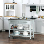 Îlot de cuisine avec plateau en acier inoxydable (tabouret non inclus)
