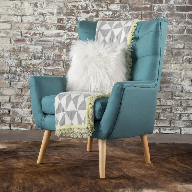Chaise haute tapissée à dossier haut de 32,5 moderne avec capitonnage et pieds en bois d'hévéa