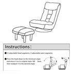 Fauteuil de relaxation pivotant à 360° sans accoudoirs, inclinable manuellement, en bouclé beige, avec pouf, têtière et dossier réglables