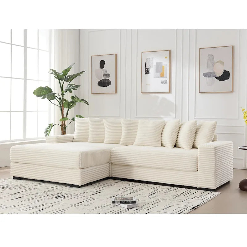 111 Corduroy L-Shaped Sectional Sofa with Oversized Left Chaise