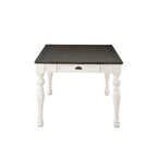 Table de salle à manger bicolore style rustique de 80 pouces - blanc doux et chêne foncé