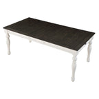 Table de salle à manger bicolore style rustique de 80 pouces - blanc doux et chêne foncé