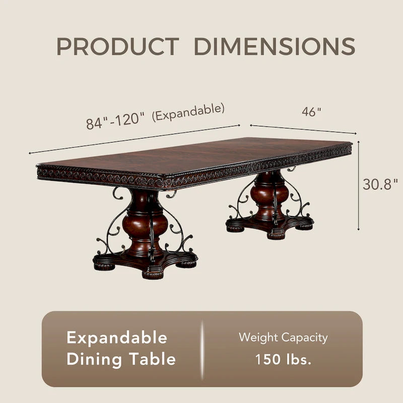 Salle à manger extensible 7 pièces Traditionnel Cerise