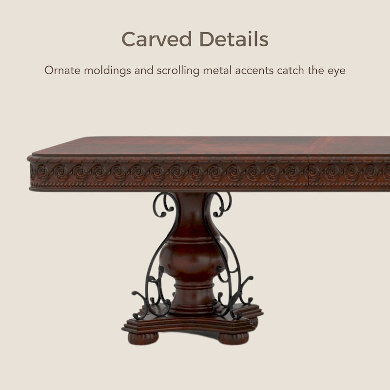 Salle à manger extensible 7 pièces Traditionnel Cerise