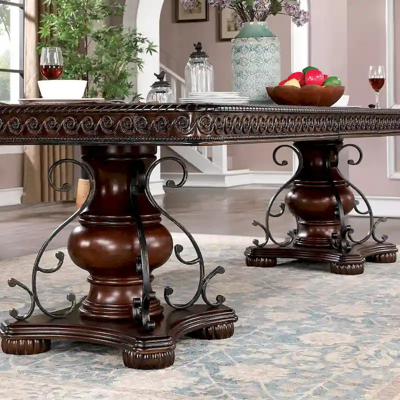Salle à manger extensible 7 pièces Traditionnel Cerise