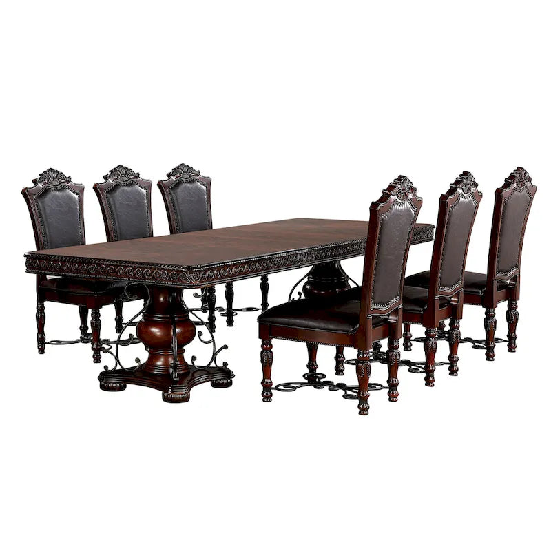 Salle à manger extensible 7 pièces Traditionnel Cerise