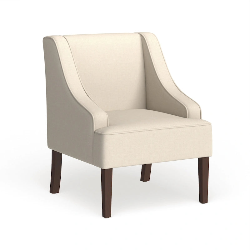 Fauteuil d'appoint crème avec accoudoirs incurvés