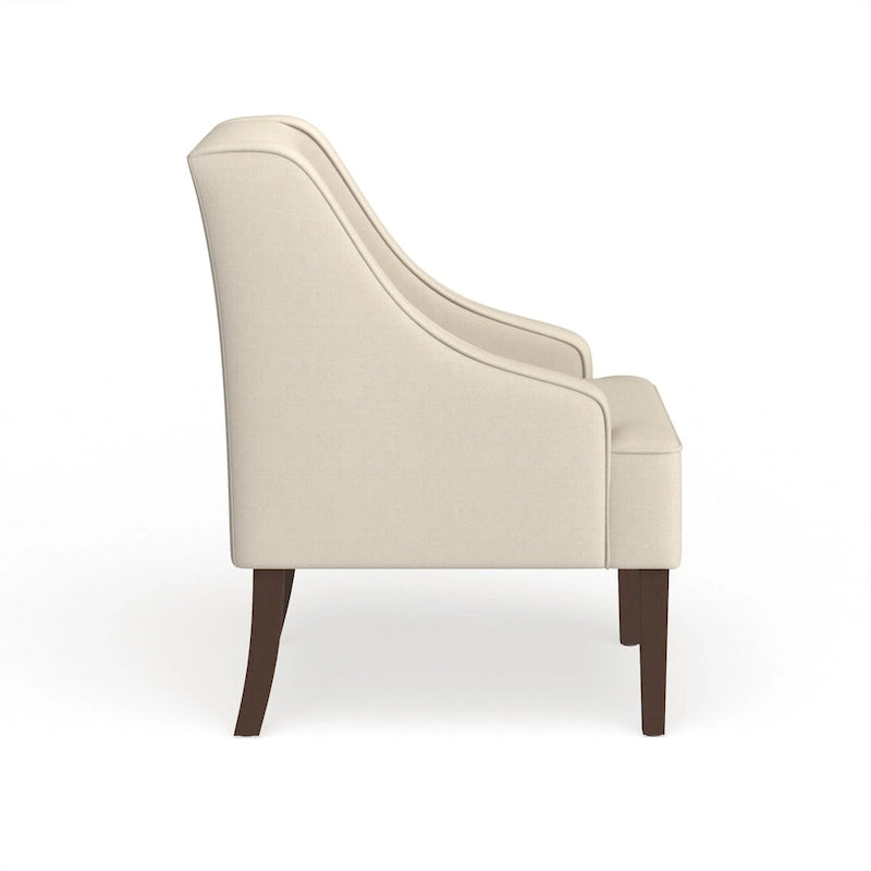 Fauteuil d'appoint crème avec accoudoirs incurvés