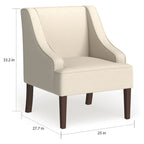 Fauteuil d'appoint crème avec accoudoirs incurvés