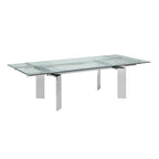 Table à manger extensible en chrome et verre transparent