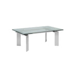 Table à manger extensible en chrome et verre transparent