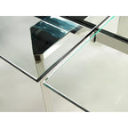 Table à manger extensible en chrome et verre transparent