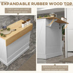 Îlot de cuisine roulant avec abattant – Bois blanc portable