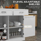 Îlot de cuisine roulant avec abattant – Bois blanc portable