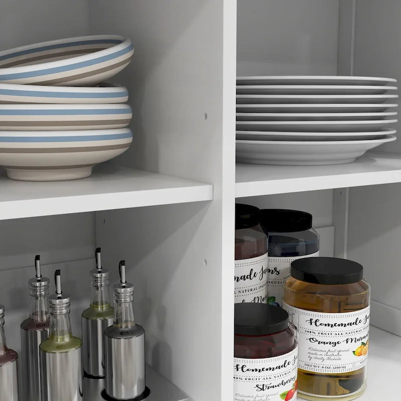 Îlot de cuisine roulant avec abattant – Bois blanc portable