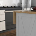 Îlot de cuisine roulant avec abattant – Bois blanc portable