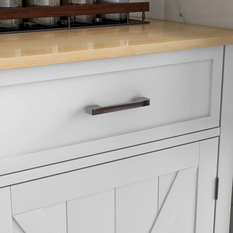 Îlot de cuisine roulant avec abattant – Bois blanc portable