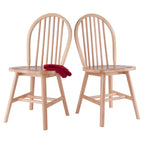 Lot de 2 chaises de salle à manger en bois massif, naturel