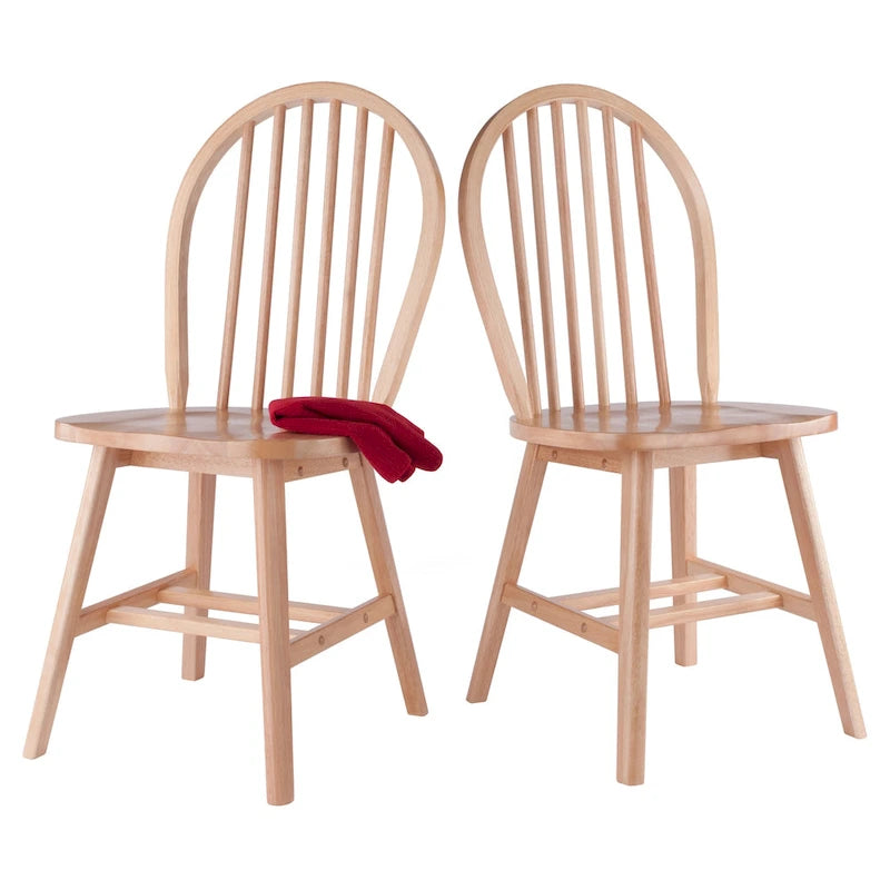 Lot de 2 chaises de salle à manger en bois massif, naturel