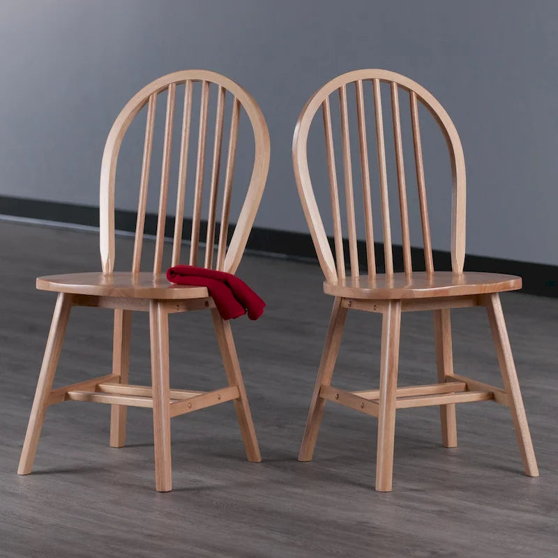 Lot de 2 chaises de salle à manger en bois massif, naturel