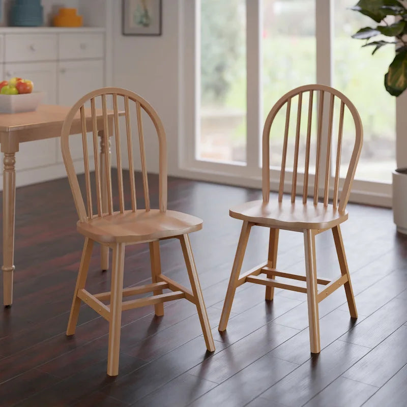 Lot de 2 chaises de salle à manger en bois massif, naturel