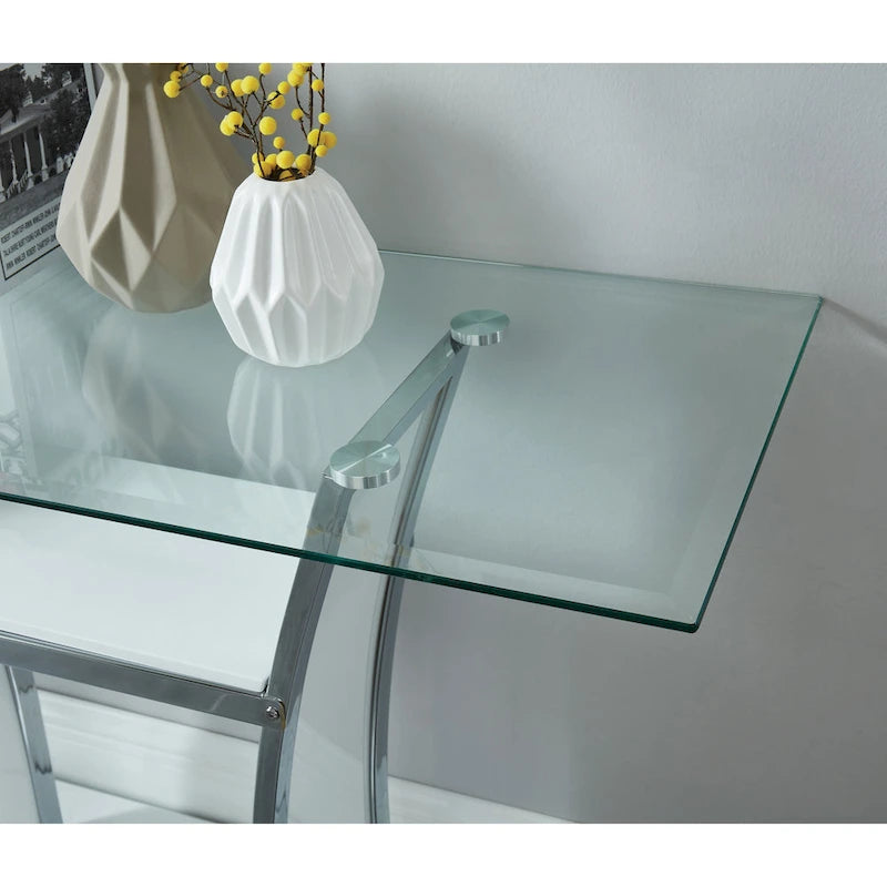 Console de salon moderne à 2 étagères en verre trempé de 48 pouces