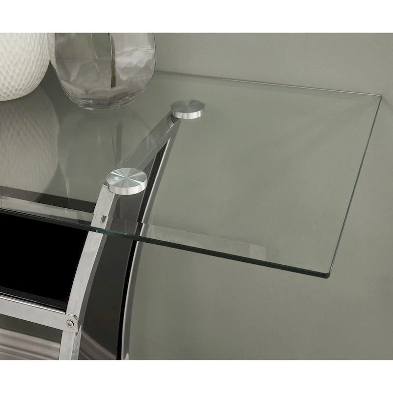Console de salon moderne à 2 étagères en verre trempé de 48 pouces