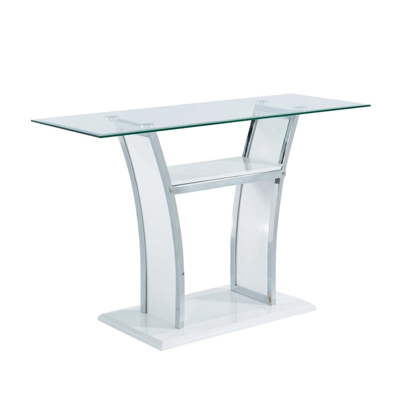 Console de salon moderne à 2 étagères en verre trempé de 48 pouces