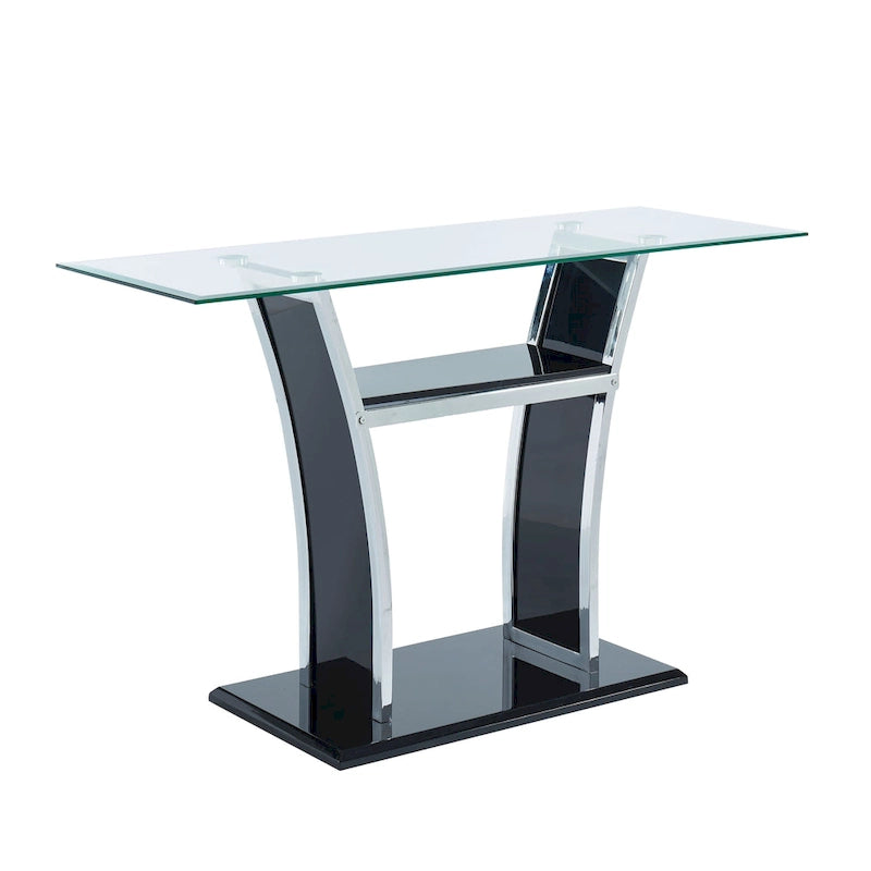 Console de salon moderne à 2 étagères en verre trempé de 48 pouces