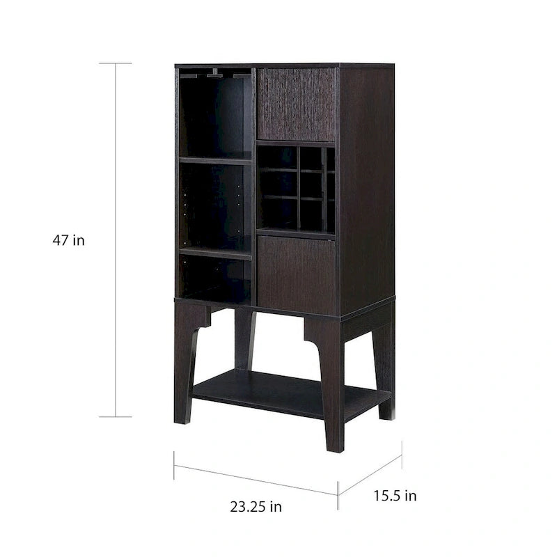 Buffet contemporain 4 étagères avec casier à vin — Chêne blanc et Cappuccino