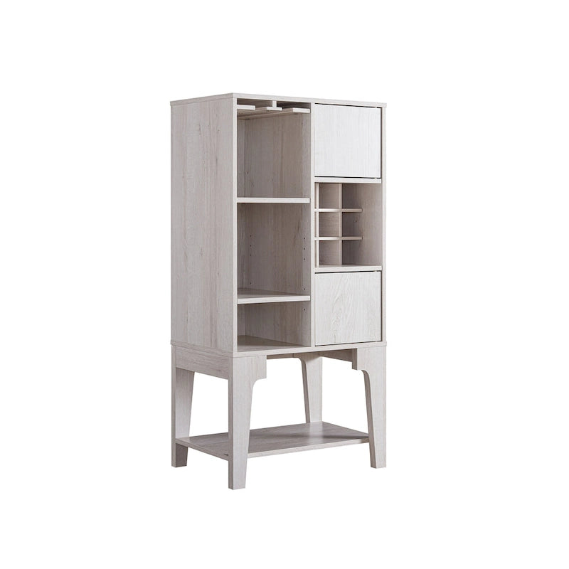 Buffet contemporain 4 étagères avec casier à vin — Chêne blanc et Cappuccino