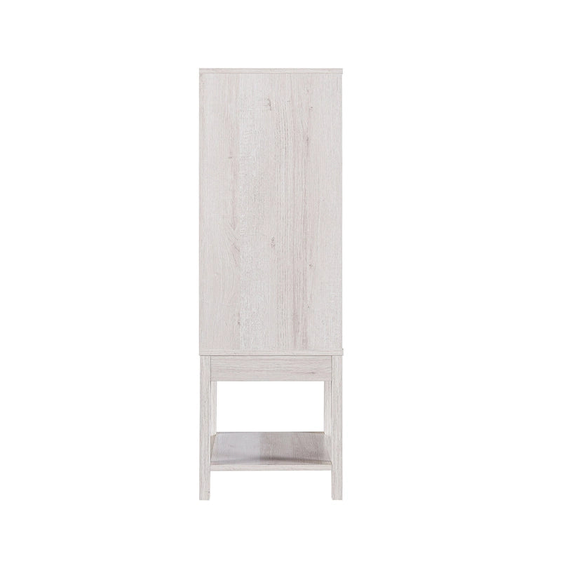 Buffet contemporain 4 étagères avec casier à vin — Chêne blanc et Cappuccino