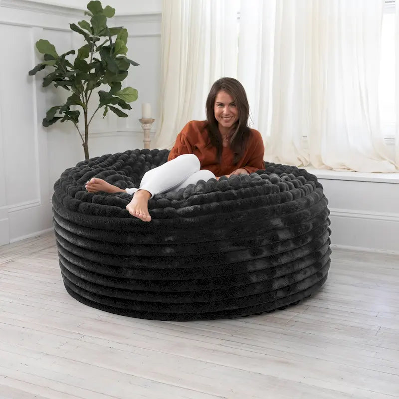 Grand pouf de 1,5 m avec housse amovible en fausse fourrure pour adultes