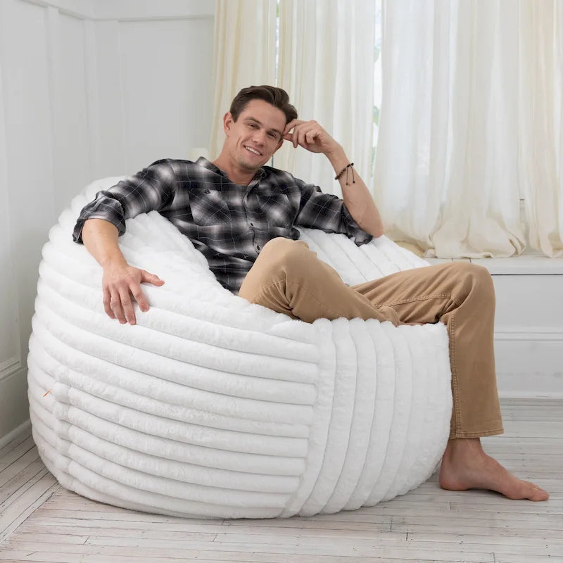 Grand pouf de 1,5 m avec housse amovible en fausse fourrure pour adultes