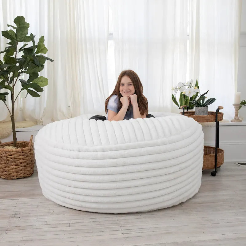 Grand pouf de 1,5 m avec housse amovible en fausse fourrure pour adultes