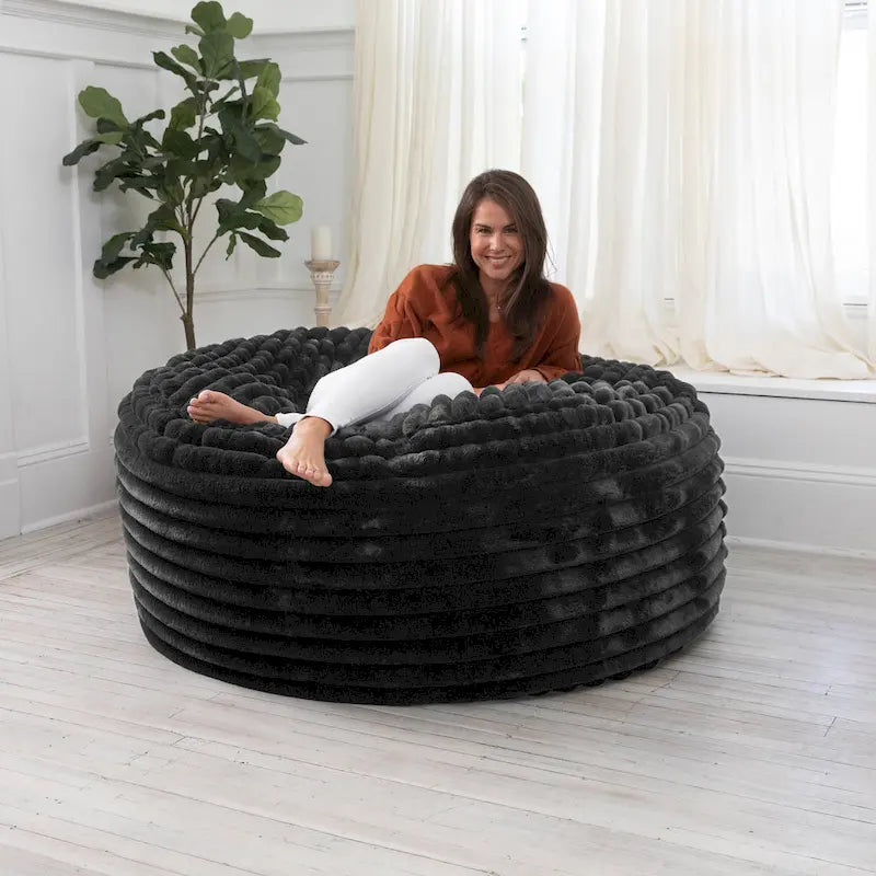 Grand pouf de 1,5 m avec housse amovible en fausse fourrure pour adultes