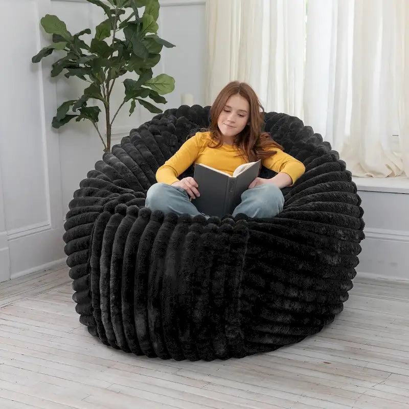 Grand pouf de 1,5 m avec housse amovible en fausse fourrure pour adultes