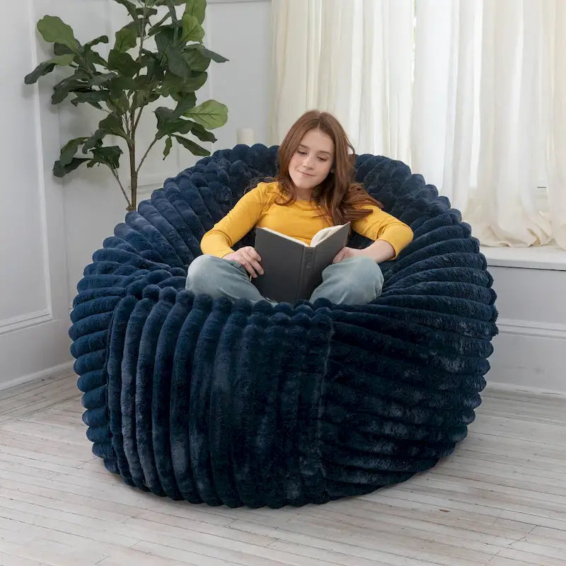 Grand pouf de 1,5 m avec housse amovible en fausse fourrure pour adultes