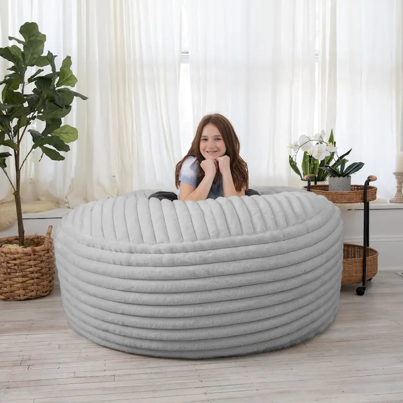 Grand pouf de 1,5 m avec housse amovible en fausse fourrure pour adultes