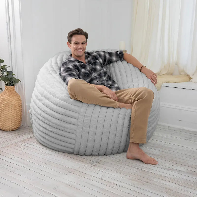 Grand pouf de 1,5 m avec housse amovible en fausse fourrure pour adultes