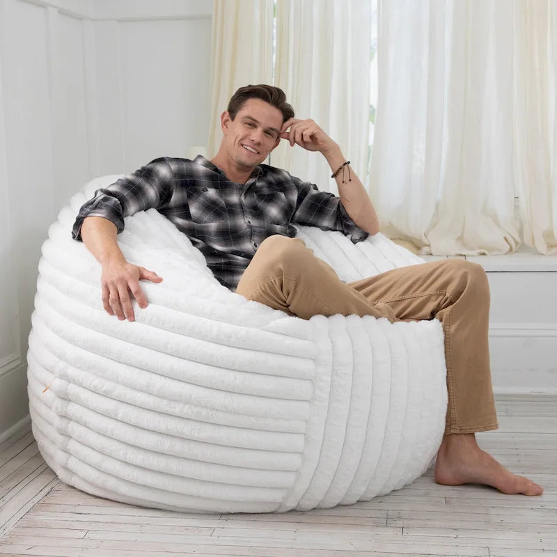 Grand pouf de 1,5 m avec housse amovible en fausse fourrure pour adultes