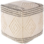 Pouf Cube Bohème Tressé à la Main 45 cm — Charbon et Blanc