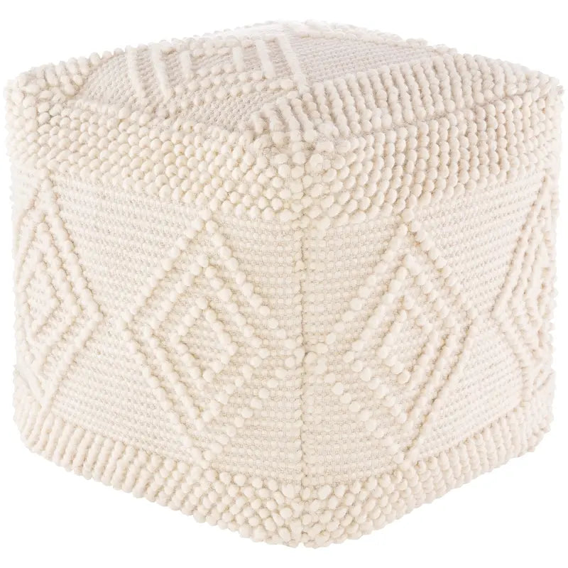 Pouf Cube Bohème Tressé à la Main 45 cm — Charbon et Blanc