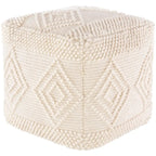Pouf Cube Bohème Tressé à la Main 45 cm — Charbon et Blanc