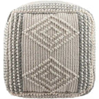Pouf Cube Bohème Tressé à la Main 45 cm — Charbon et Blanc