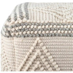 Pouf Cube Bohème Tressé à la Main 45 cm — Charbon et Blanc